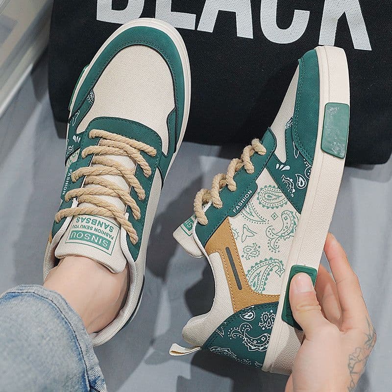image-Men's New Paisley Low Top Canvas Sneakers