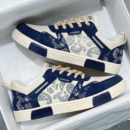 image-Men's New Paisley Low Top Canvas Sneakers