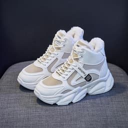 image-Fleece-lined Clunky Sneaker Women's Warm High Top Sneakers