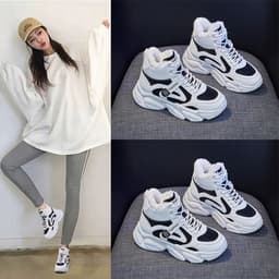 image-Fleece-lined Clunky Sneaker Women's Warm High Top Sneakers