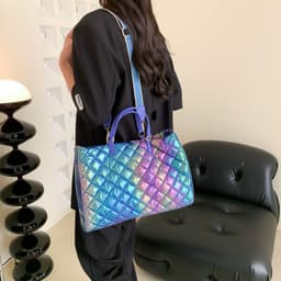 image-Women's Colorful Large Capacity Diamond Embroidery Thread Handbag