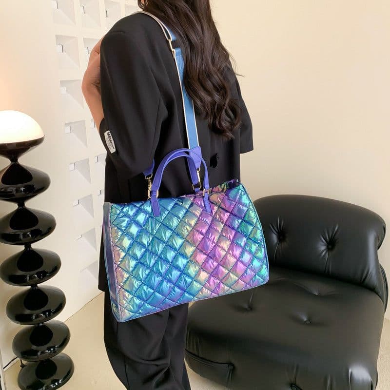 image-Women's Colorful Large Capacity Diamond Embroidery Thread Handbag