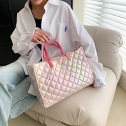 image-Women's Colorful Large Capacity Diamond Embroidery Thread Handbag