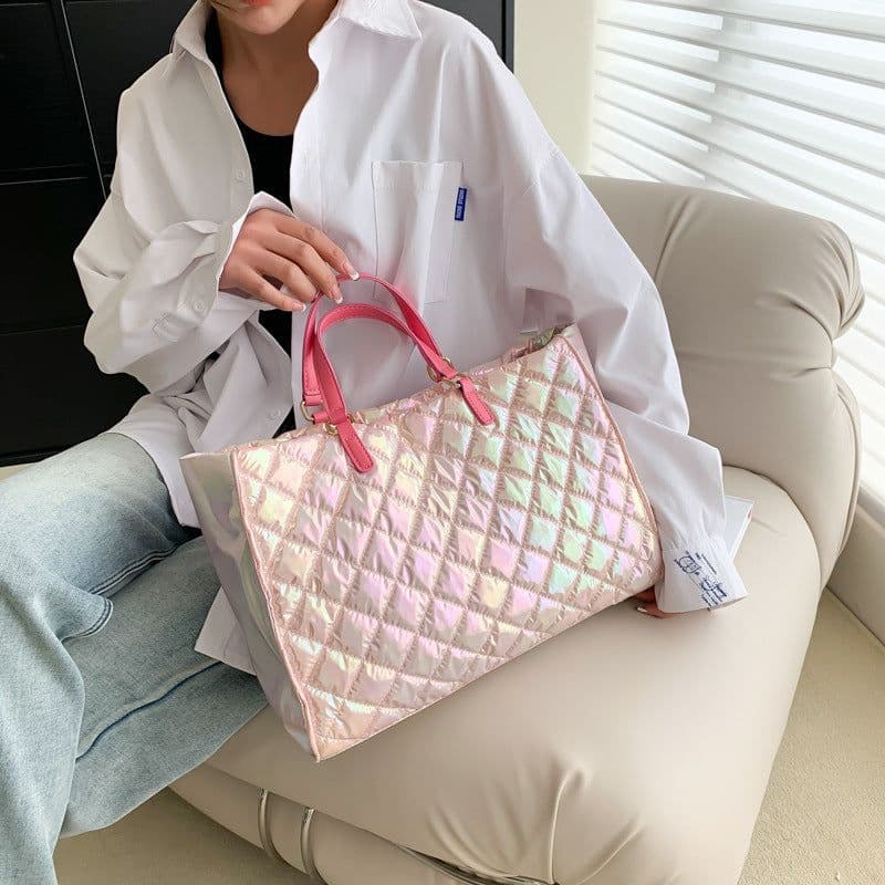 image-Women's Colorful Large Capacity Diamond Embroidery Thread Handbag