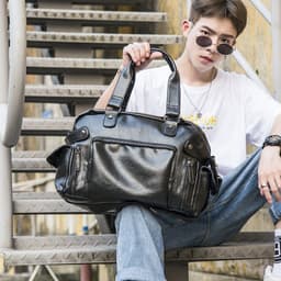 image-Men's Fashion Casual Solid Color Travel Handbag