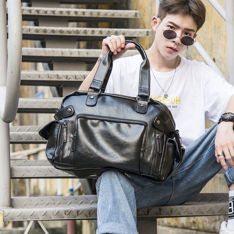 image-Men's Fashion Casual Solid Color Travel Handbag