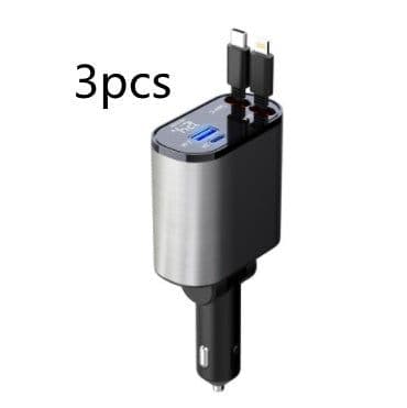 image-Metal Car Charger 100W Super Fast Charging Car Cigarette Lighter USB And TYPE-C Adapter