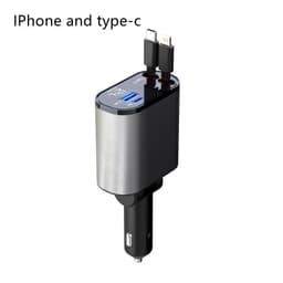 image-Metal Car Charger 100W Super Fast Charging Car Cigarette Lighter USB And TYPE-C Adapter