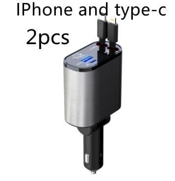 image-Metal Car Charger 100W Super Fast Charging Car Cigarette Lighter USB And TYPE-C Adapter