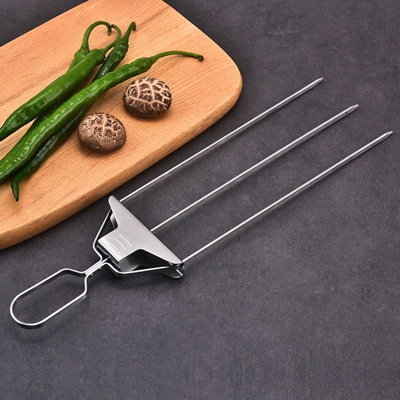 image-3-Prong Skewer Stick Needles Kebab 3 Way Forks Stainless Steel Barbecue Grill Fork Household BBQ Non-stick