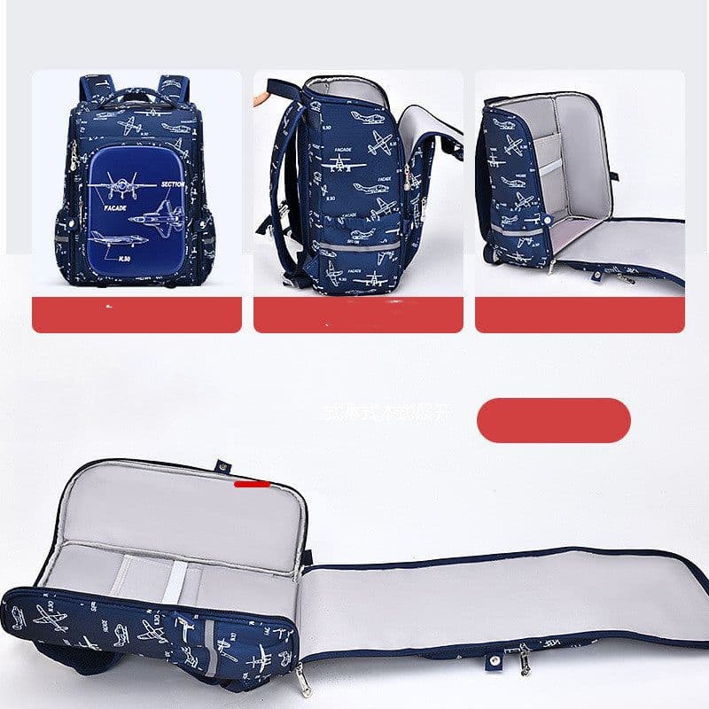 image-Men's And Women's Fashion Integrated Open Large Capacity Schoolbag