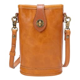 image-Original Mobile Phone Bag Vegetable Tanned Oil Wax Cowhide Round Barrel Small Bag