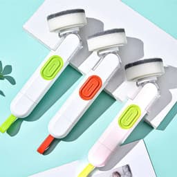 image-Multi-Functional Long-Handle Liquid-Filled Cleaning Brush Washing Up Brushes With Liquid Dispenser Two Replacement Heads For Kitchen Cleaning Brush Gadgets