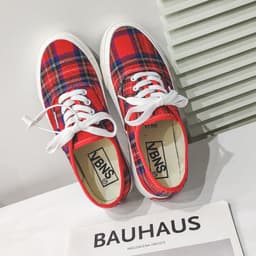 image-Plaid Low Top Canvas Casual Shoes