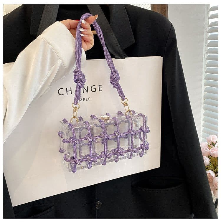image-New Fashion Transparent Acrylic Square Block Special-interest Shoulder Bag