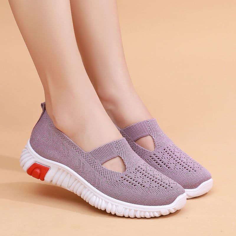 image-Women's Fashion Casual Fly-kit Mesh Breathable Non-slip Soft Sole Shoes
