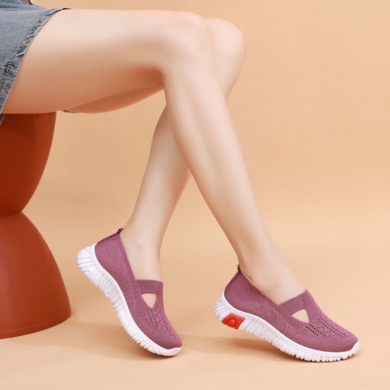 image-Women's Fashion Casual Fly-kit Mesh Breathable Non-slip Soft Sole Shoes