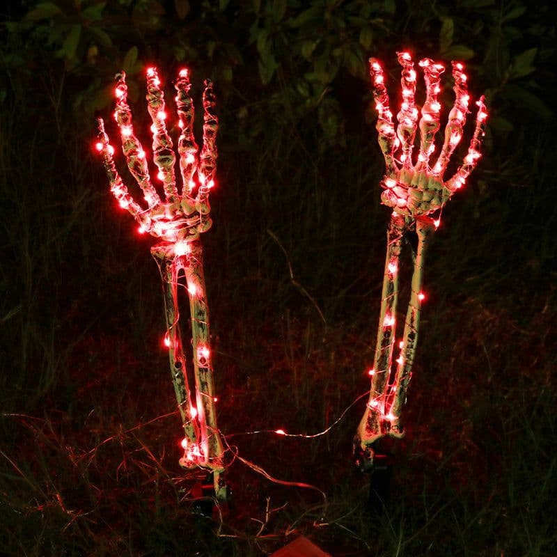 image-Halloween LED Light Up Skeleton Arm Hand Halloween Party Outdoor Home Garden Yard Lawn Decoration Haunted House Horror Props Halloween Decorative