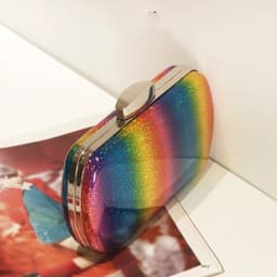 image-Summer Versatile Rainbow Color Dinner Bag Laser Pu Clutch Gradient Color Women's Bag