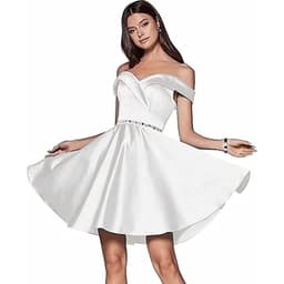 image-Short Beaded Satin A- Line Evening Gown Ball Gown