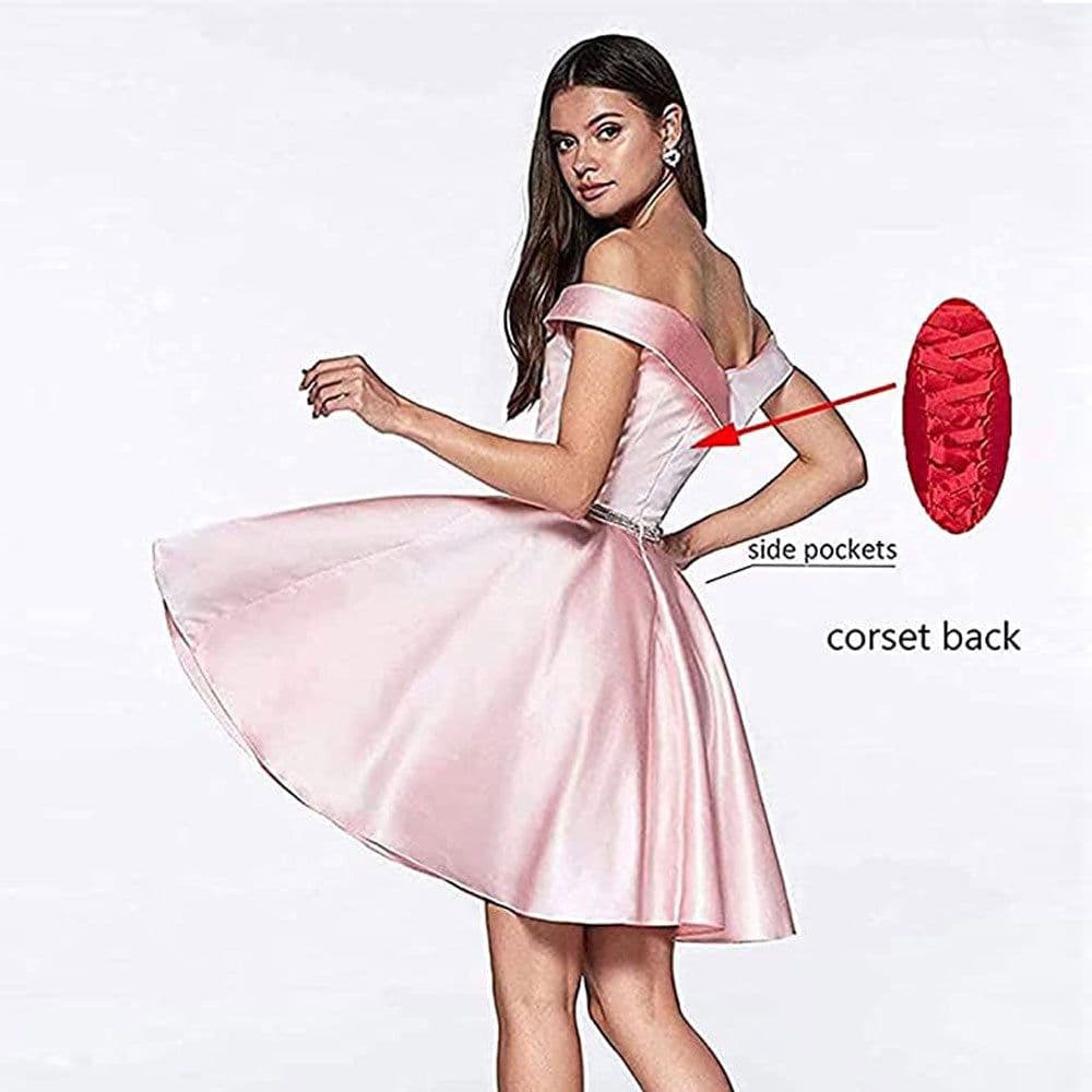 image-Short Beaded Satin A- Line Evening Gown Ball Gown