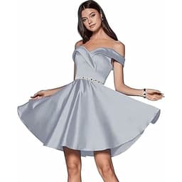 image-Short Beaded Satin A- Line Evening Gown Ball Gown