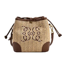 image-Women's Straw Seaside Vacation Beach Woven Bucket Bag