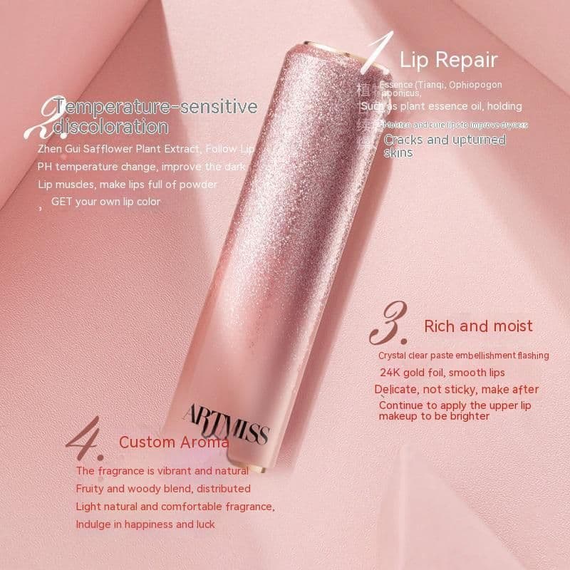 image-Color-changing Lipstick Pink Ripple Gilding Limit Lip Balm Nourishing And Hydrating