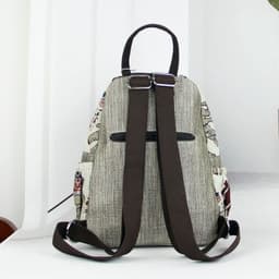image-Women's Fashion Retro Double Layer Zipper Elephant Cotton And Linen Backpack