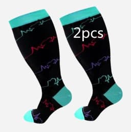 image-Plus Size Compression Socks Men's And Women's Pressure Socks High Elasticity Fat Socks Sports Fitness Printing Running Socks