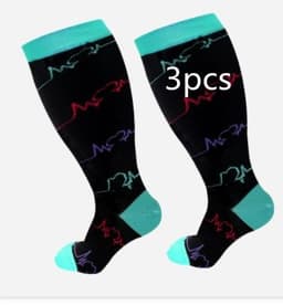 image-Plus Size Compression Socks Men's And Women's Pressure Socks High Elasticity Fat Socks Sports Fitness Printing Running Socks