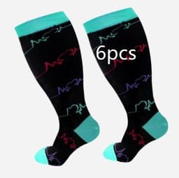 image-Plus Size Compression Socks Men's And Women's Pressure Socks High Elasticity Fat Socks Sports Fitness Printing Running Socks