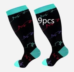 image-Plus Size Compression Socks Men's And Women's Pressure Socks High Elasticity Fat Socks Sports Fitness Printing Running Socks
