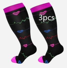 image-Plus Size Compression Socks Men's And Women's Pressure Socks High Elasticity Fat Socks Sports Fitness Printing Running Socks