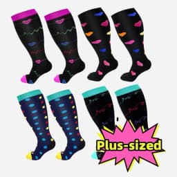 image-Plus Size Compression Socks Men's And Women's Pressure Socks High Elasticity Fat Socks Sports Fitness Printing Running Socks