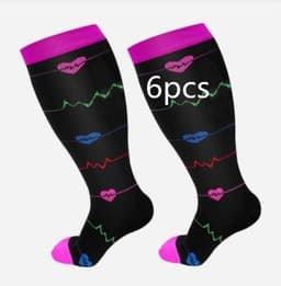 image-Plus Size Compression Socks Men's And Women's Pressure Socks High Elasticity Fat Socks Sports Fitness Printing Running Socks
