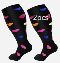 image-Plus Size Compression Socks Men's And Women's Pressure Socks High Elasticity Fat Socks Sports Fitness Printing Running Socks
