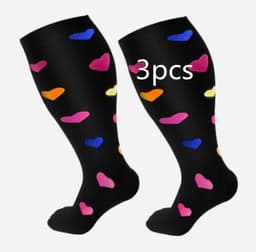 image-Plus Size Compression Socks Men's And Women's Pressure Socks High Elasticity Fat Socks Sports Fitness Printing Running Socks