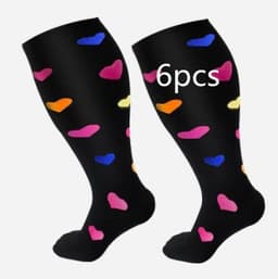 image-Plus Size Compression Socks Men's And Women's Pressure Socks High Elasticity Fat Socks Sports Fitness Printing Running Socks
