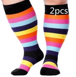 image-Plus Size Compression Socks Men's And Women's Pressure Socks High Elasticity Fat Socks Sports Fitness Printing Running Socks