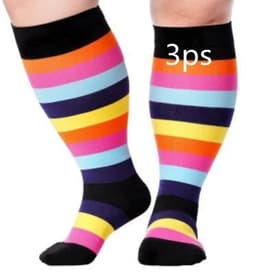 image-Plus Size Compression Socks Men's And Women's Pressure Socks High Elasticity Fat Socks Sports Fitness Printing Running Socks