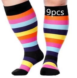 image-Plus Size Compression Socks Men's And Women's Pressure Socks High Elasticity Fat Socks Sports Fitness Printing Running Socks