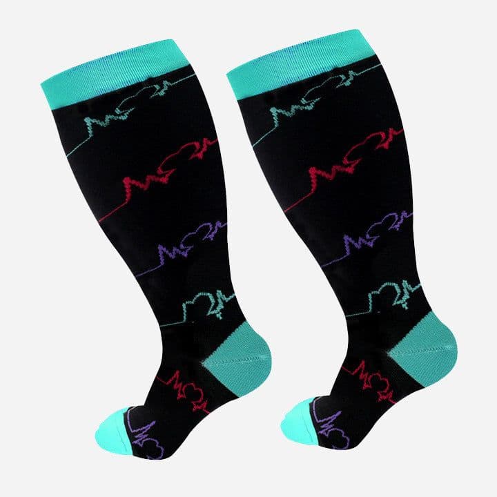 image-Plus Size Compression Socks Men's And Women's Pressure Socks High Elasticity Fat Socks Sports Fitness Printing Running Socks