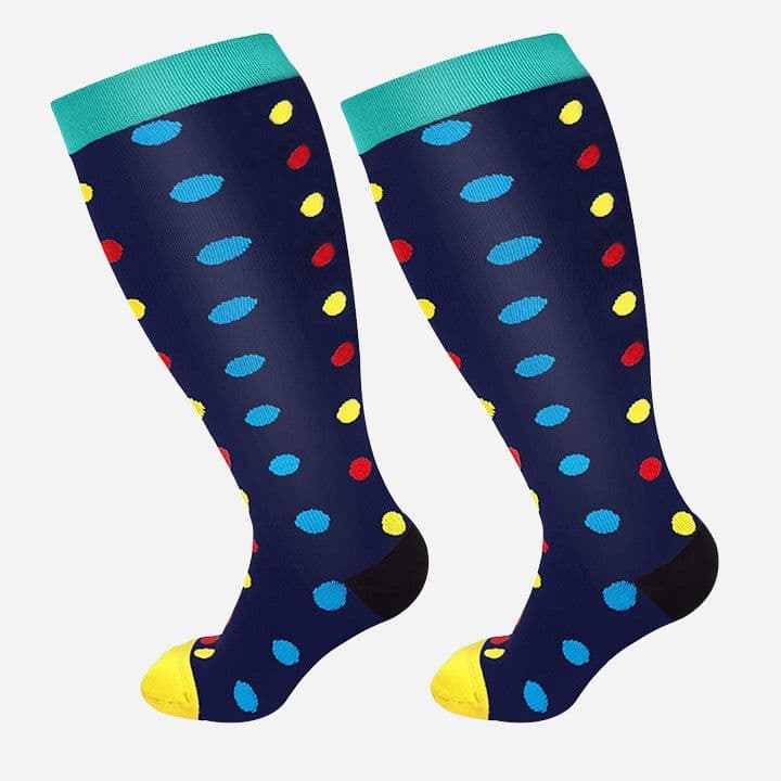 image-Plus Size Compression Socks Men's And Women's Pressure Socks High Elasticity Fat Socks Sports Fitness Printing Running Socks