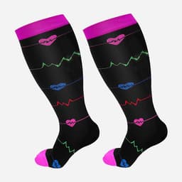 image-Plus Size Compression Socks Men's And Women's Pressure Socks High Elasticity Fat Socks Sports Fitness Printing Running Socks