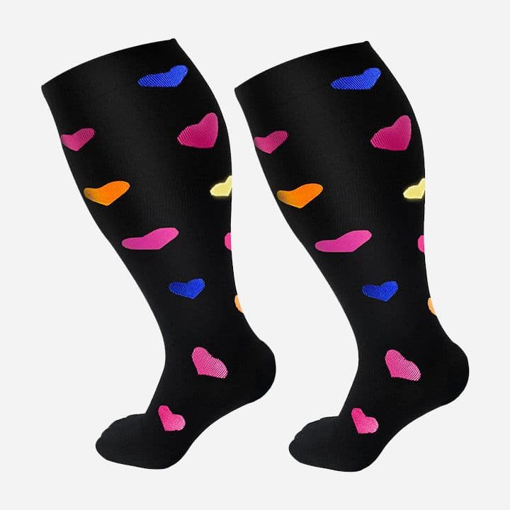 image-Plus Size Compression Socks Men's And Women's Pressure Socks High Elasticity Fat Socks Sports Fitness Printing Running Socks