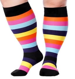image-Plus Size Compression Socks Men's And Women's Pressure Socks High Elasticity Fat Socks Sports Fitness Printing Running Socks