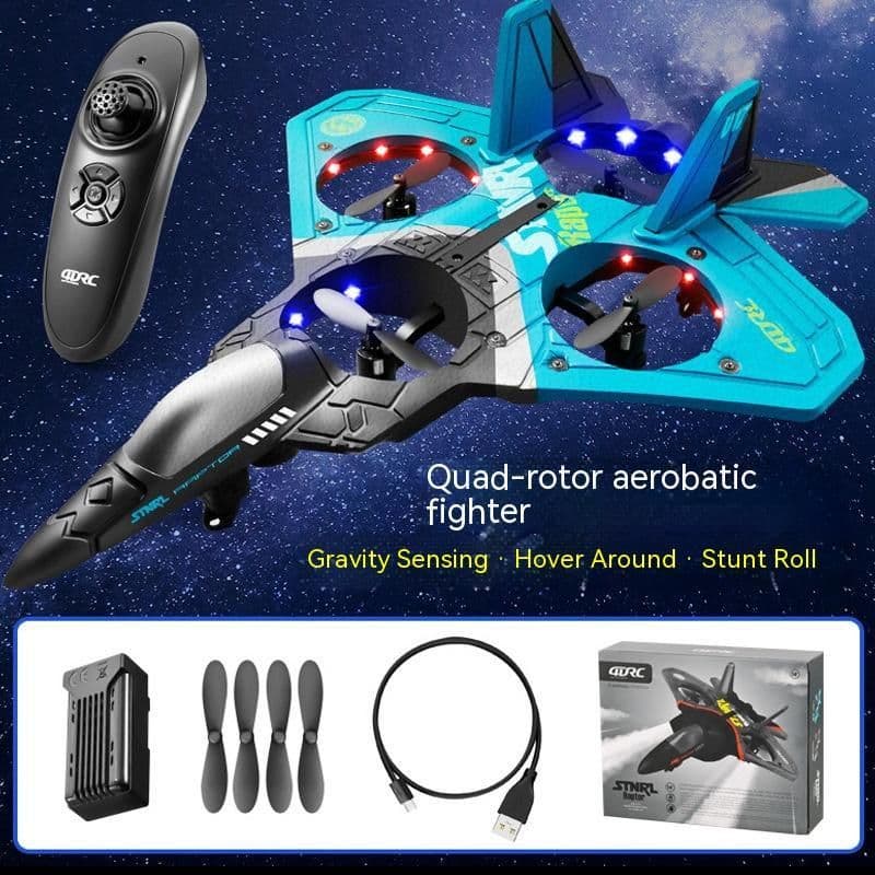 image-Children's Remote Control Aircraft V17 Fighter Drone Drop-resistant Foam Fixed Wing Glider Stunt Boy Toy