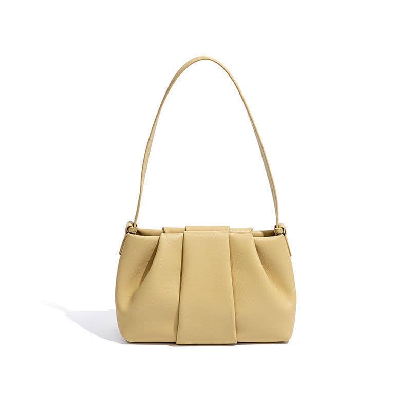 image-Pleated Clouds Niche Genuine Leather Underarm Bag