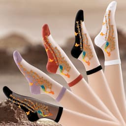 image-Socks, Children's Mid Tube Glass Silk Short Socks, Peacock